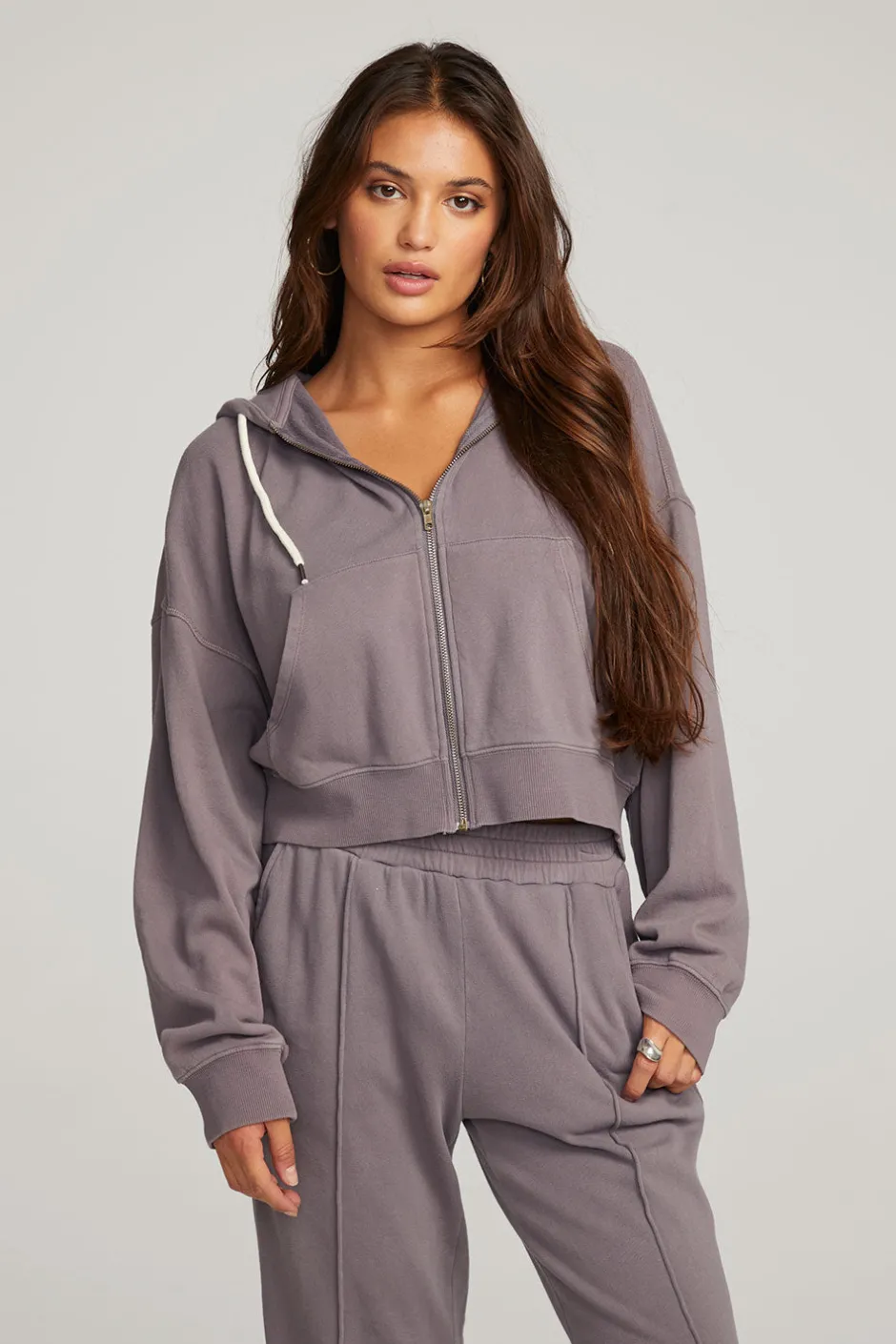 Women Chaser Brand Abilene Purple Sage Zip Up Hoodie