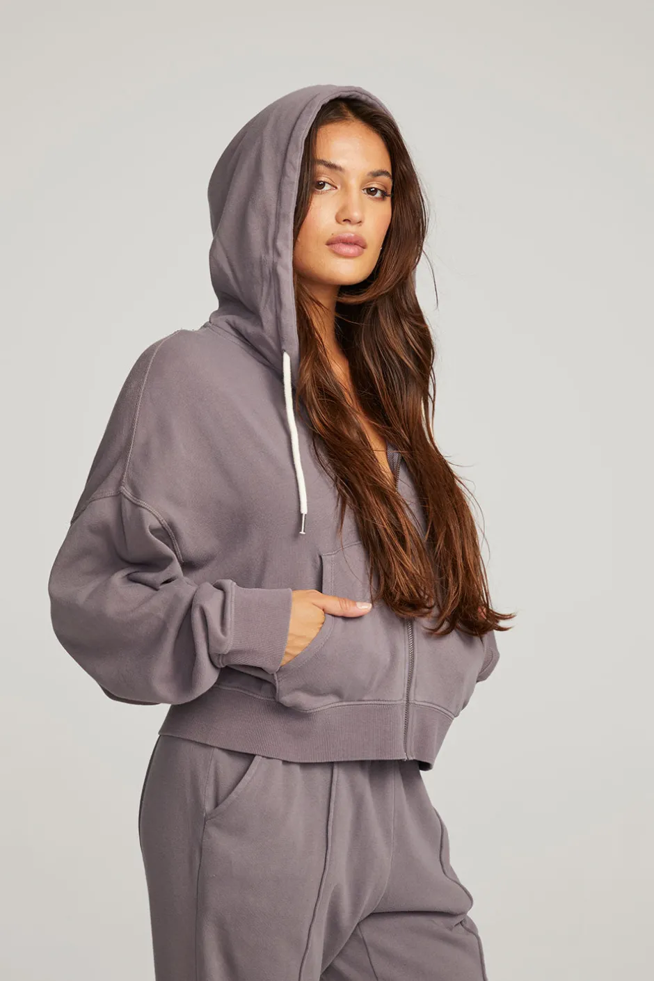 Women Chaser Brand Abilene Purple Sage Zip Up Hoodie
