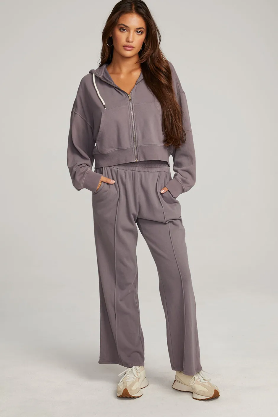 Women Chaser Brand Abilene Purple Sage Zip Up Hoodie