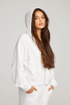 Women Chaser Brand Abilene White Zip Up Hoodie