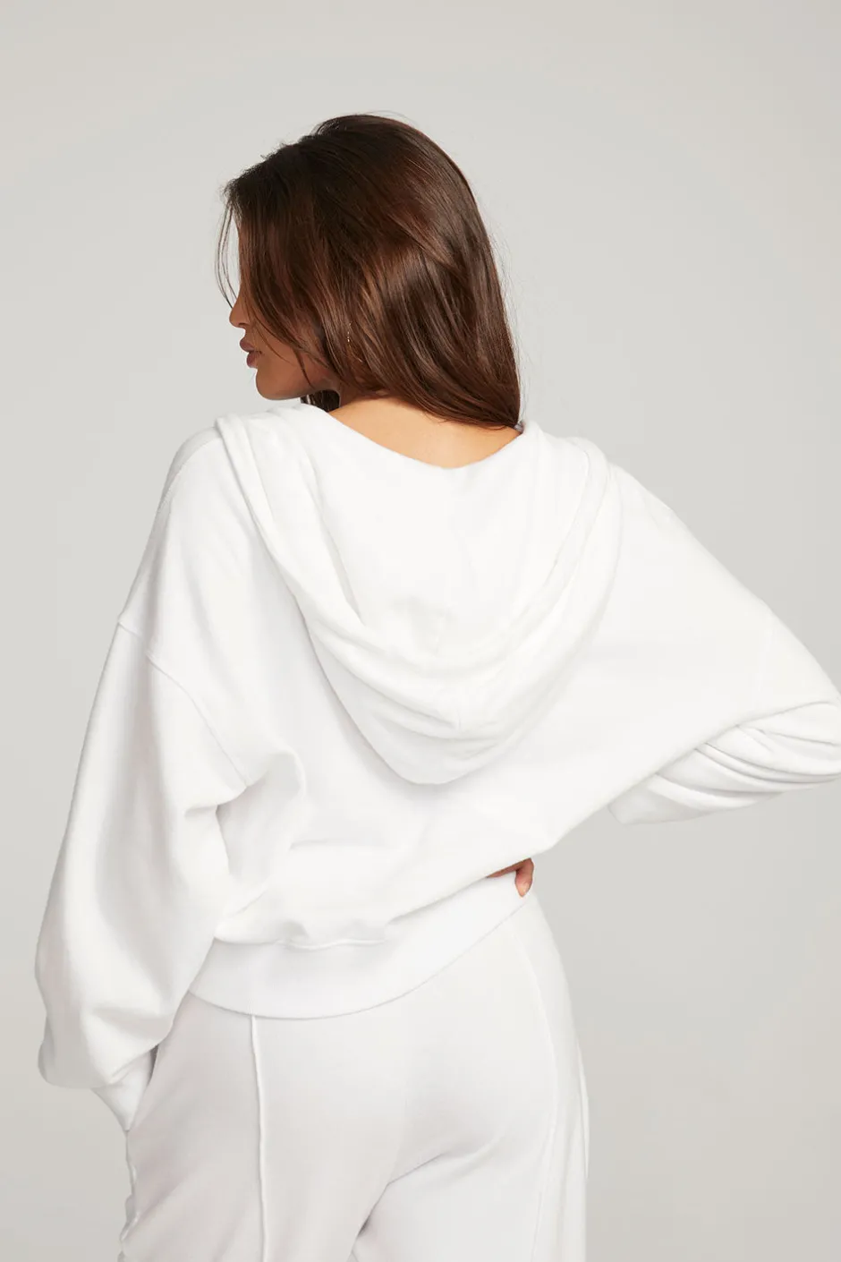 Women Chaser Brand Abilene White Zip Up Hoodie