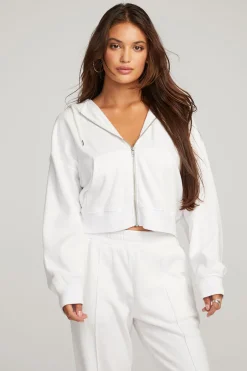 Women Chaser Brand Abilene White Zip Up Hoodie