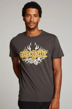 Women Chaser Brand Aerosmith Flaming Skull Mens Tee