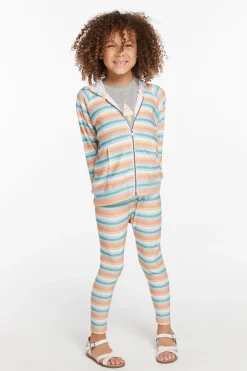 Kids Chaser Brand Alana Sunset Stripe Girls Zip Up Hoodie