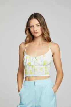 Women Chaser Brand Alana Tank Top - Baby Blue Daisy Floral