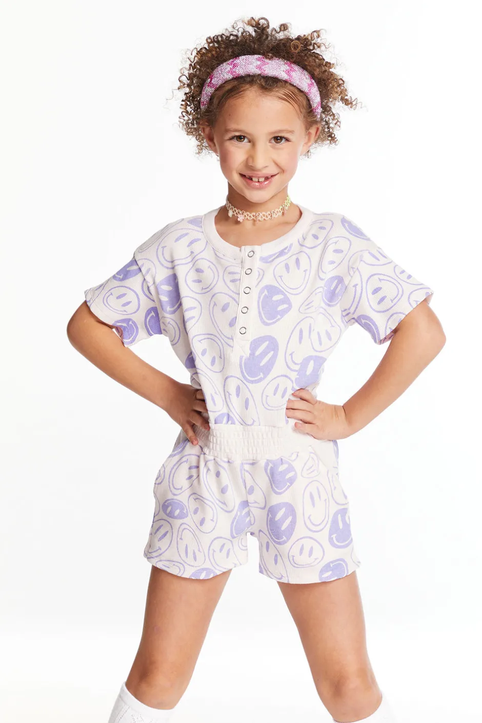 Kids Chaser Brand All Over Smiles Girls Romper