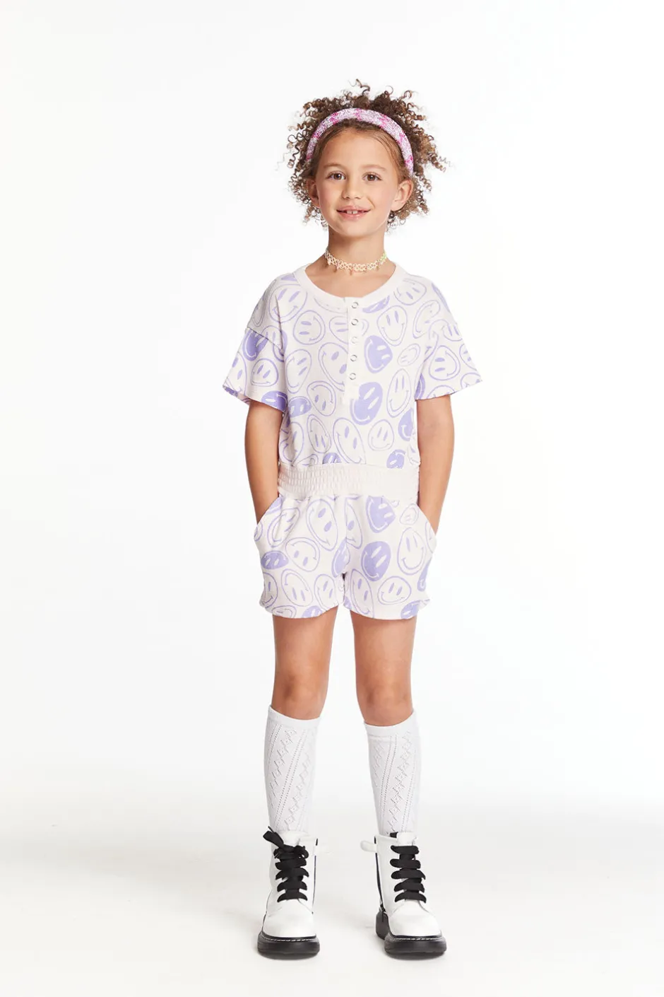 Kids Chaser Brand All Over Smiles Girls Romper
