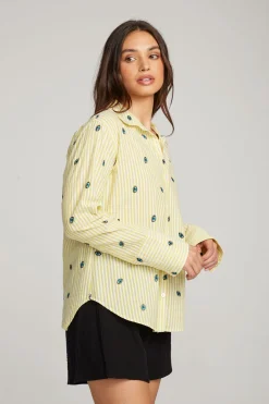 Women Chaser Brand Allover Eye Button Down