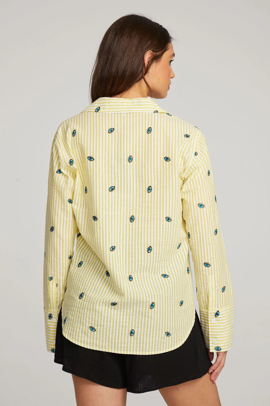 Women Chaser Brand Allover Eye Button Down