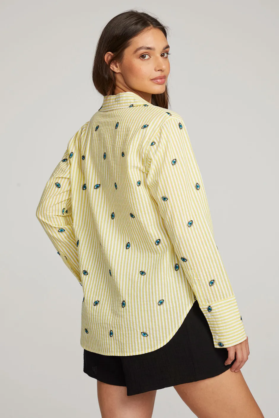 Women Chaser Brand Allover Eye Button Down