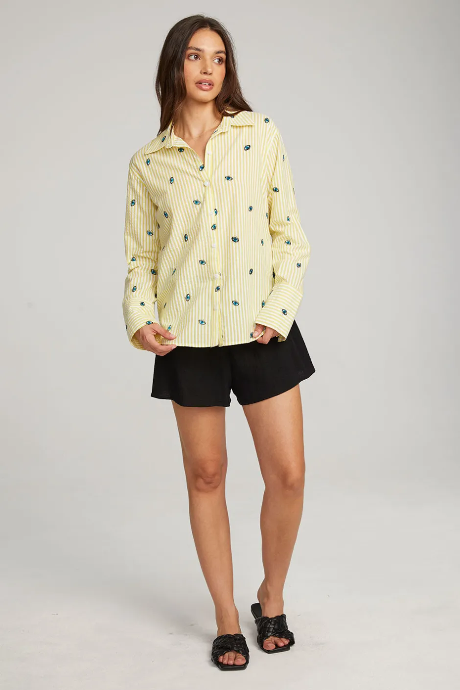 Women Chaser Brand Allover Eye Button Down
