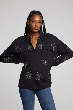 Women Chaser Brand Allover Paisley Button Down