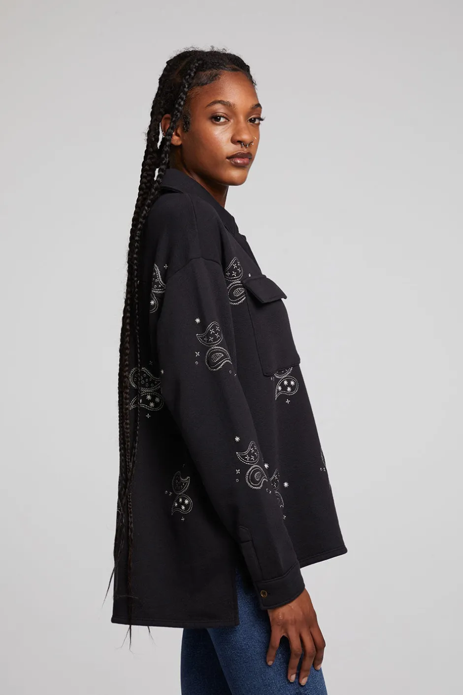 Women Chaser Brand Allover Paisley Button Down