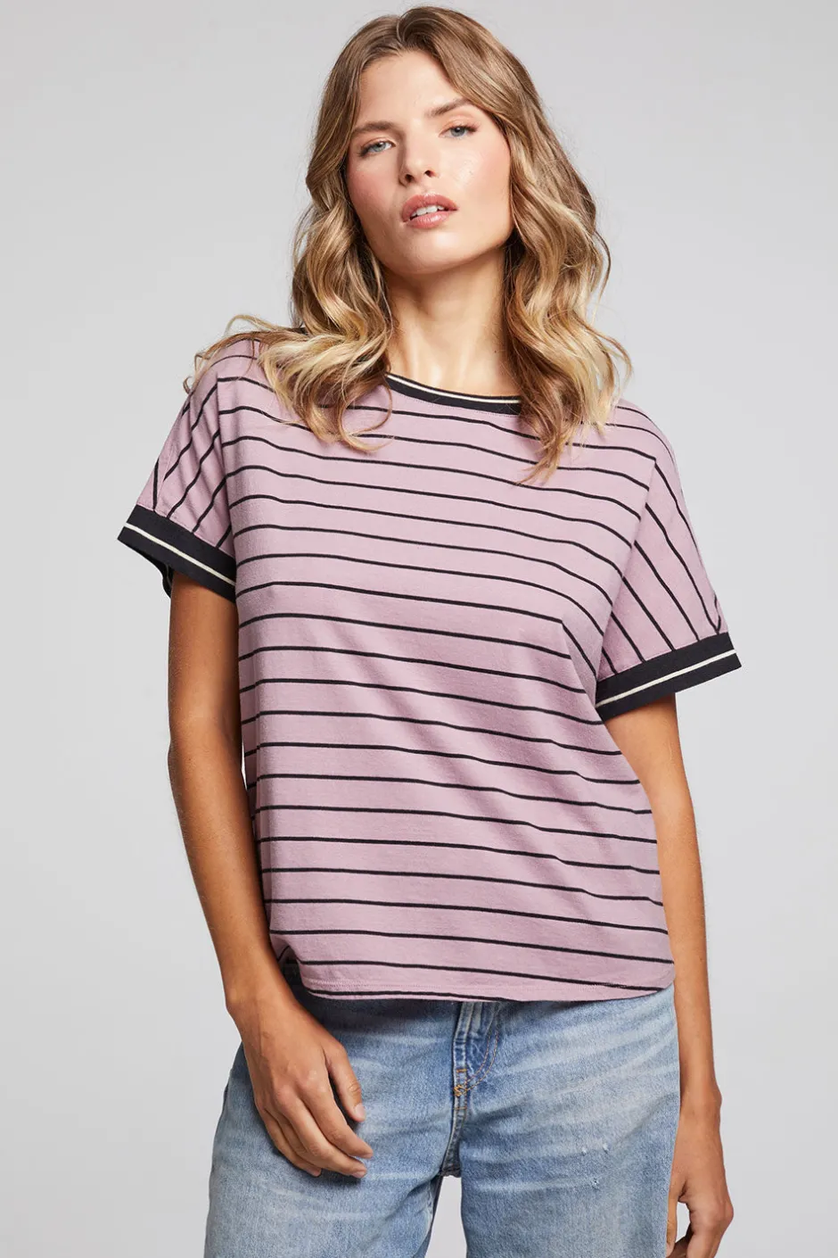 Women Chaser Brand Amber Stripe Mix Tee