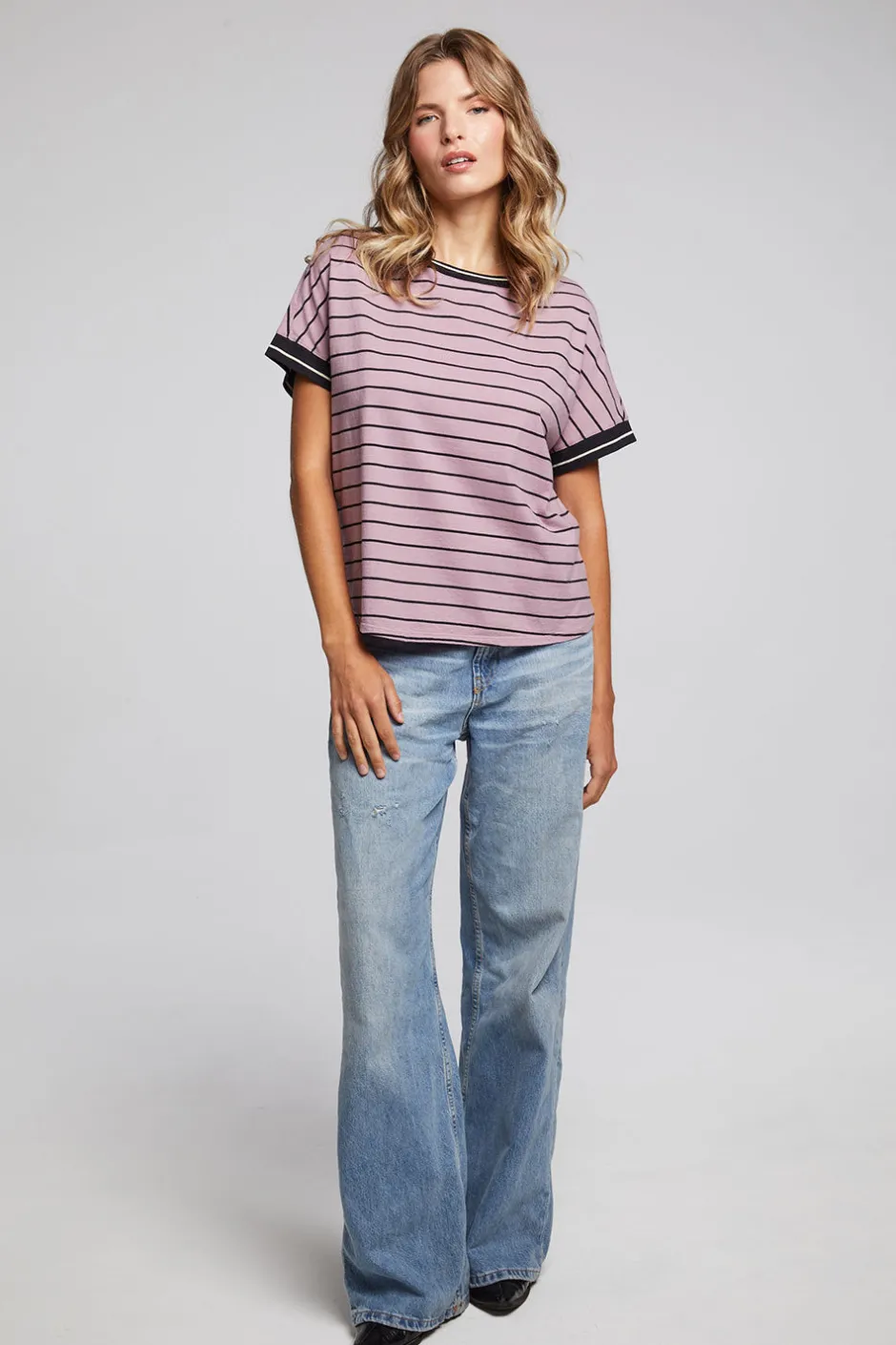 Women Chaser Brand Amber Stripe Mix Tee