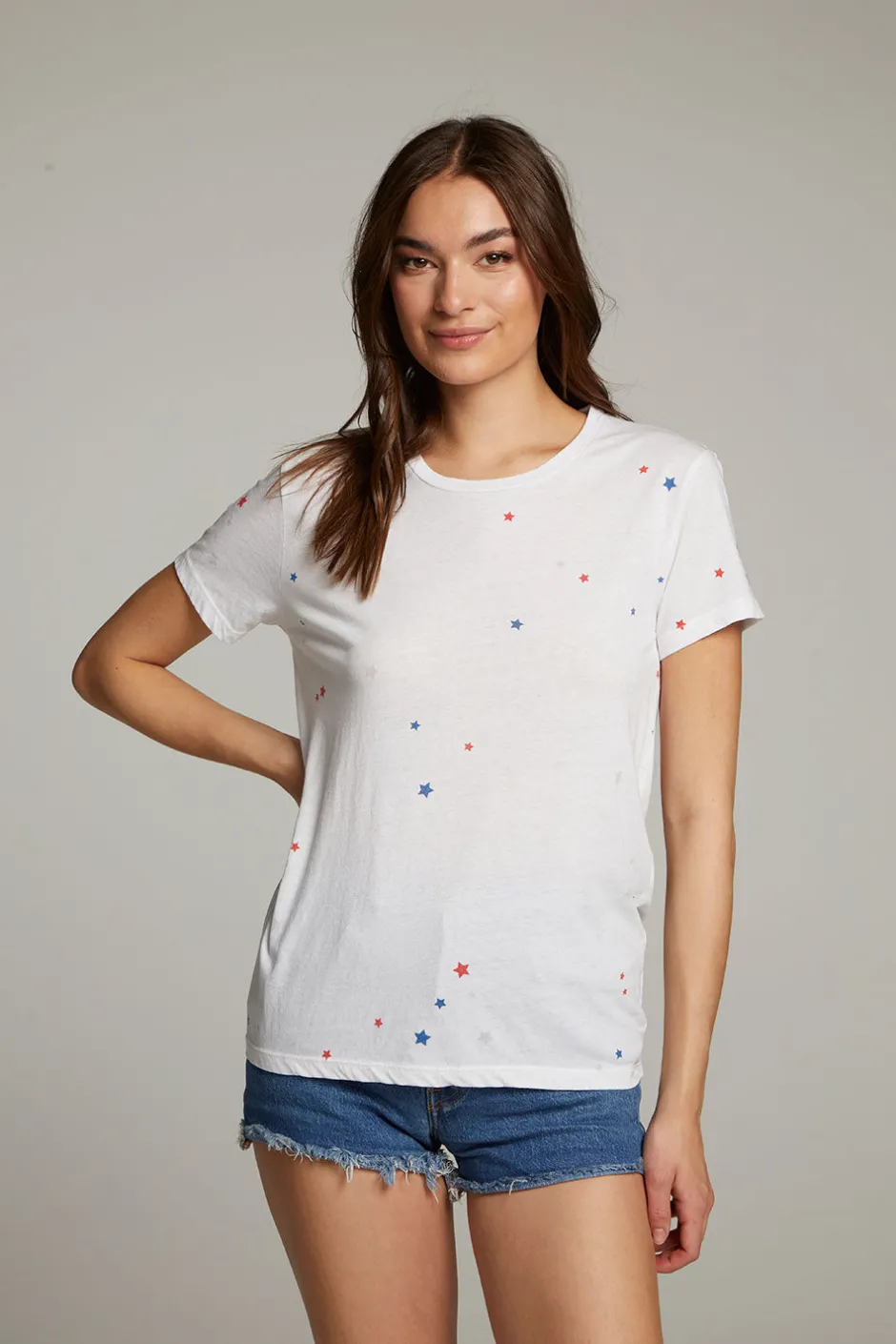 Women Chaser Brand Americana Stars Crew Neck Tee