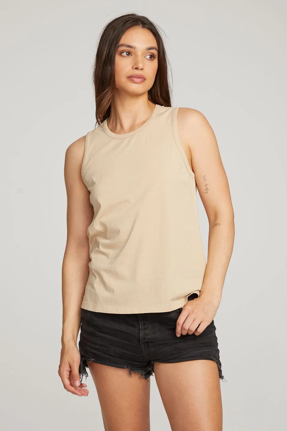 Women Chaser Brand Basic Cappuccino Slit Tank