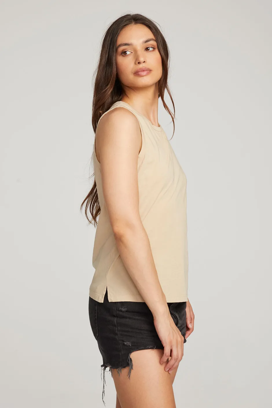 Women Chaser Brand Basic Cappuccino Slit Tank