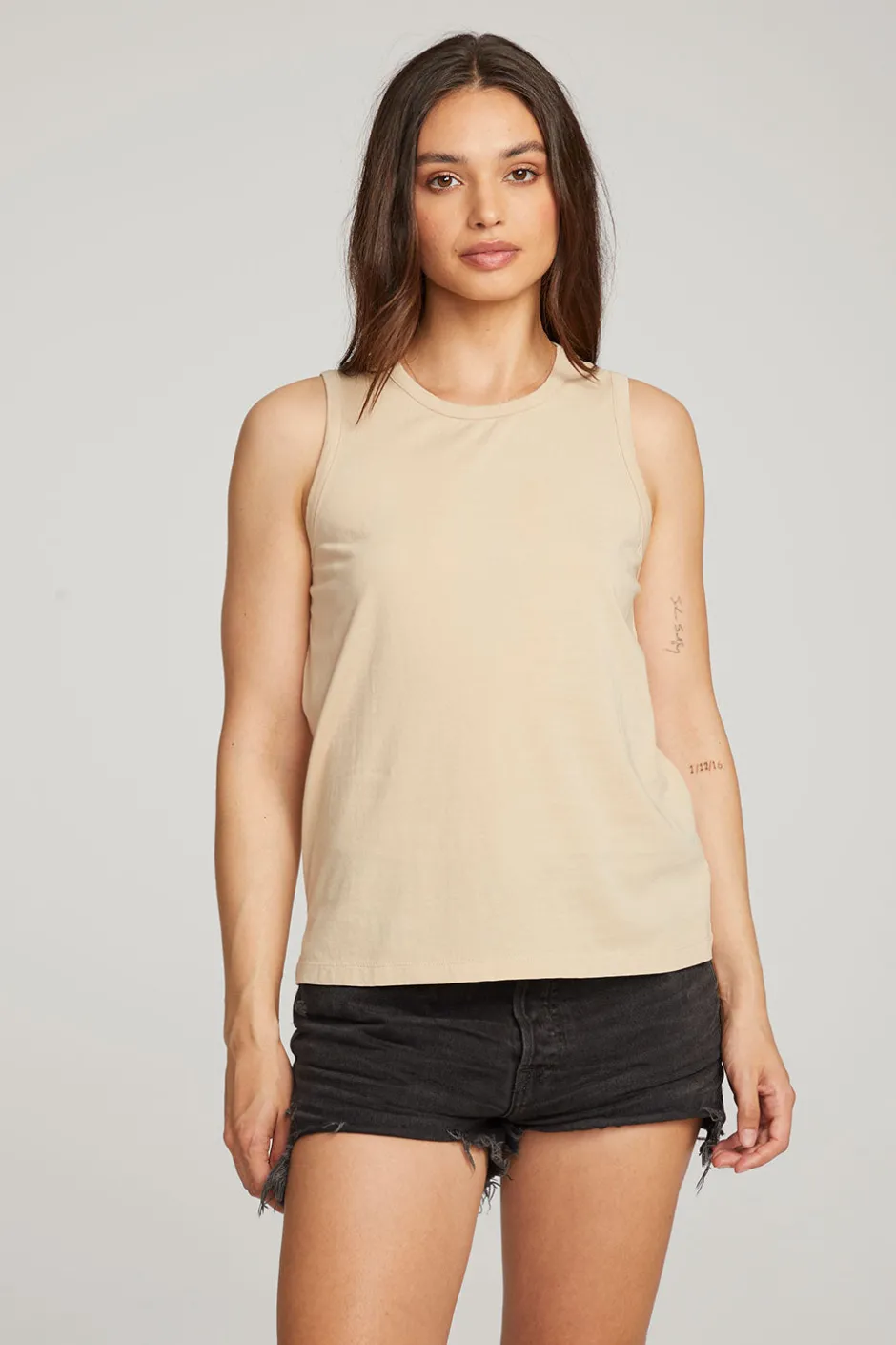 Women Chaser Brand Basic Cappuccino Slit Tank