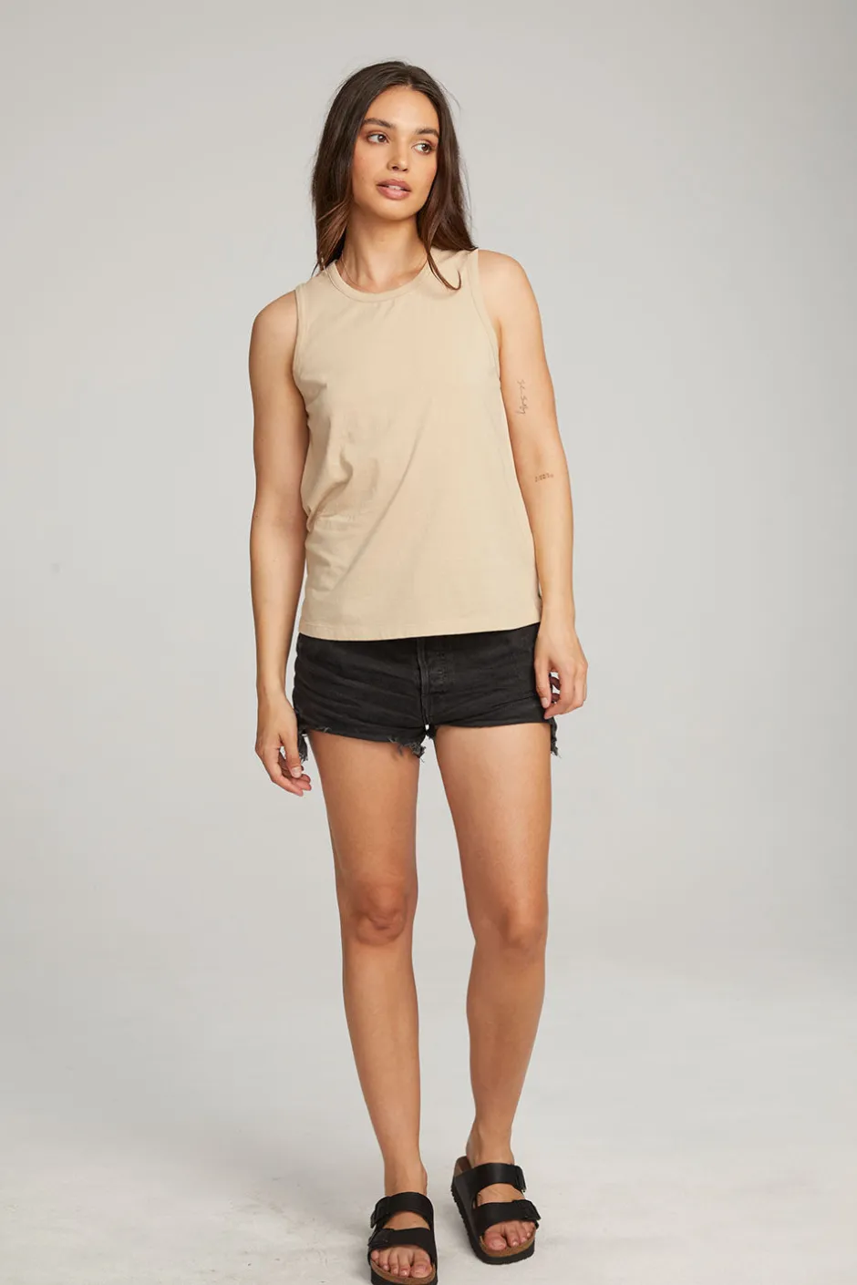 Women Chaser Brand Basic Cappuccino Slit Tank
