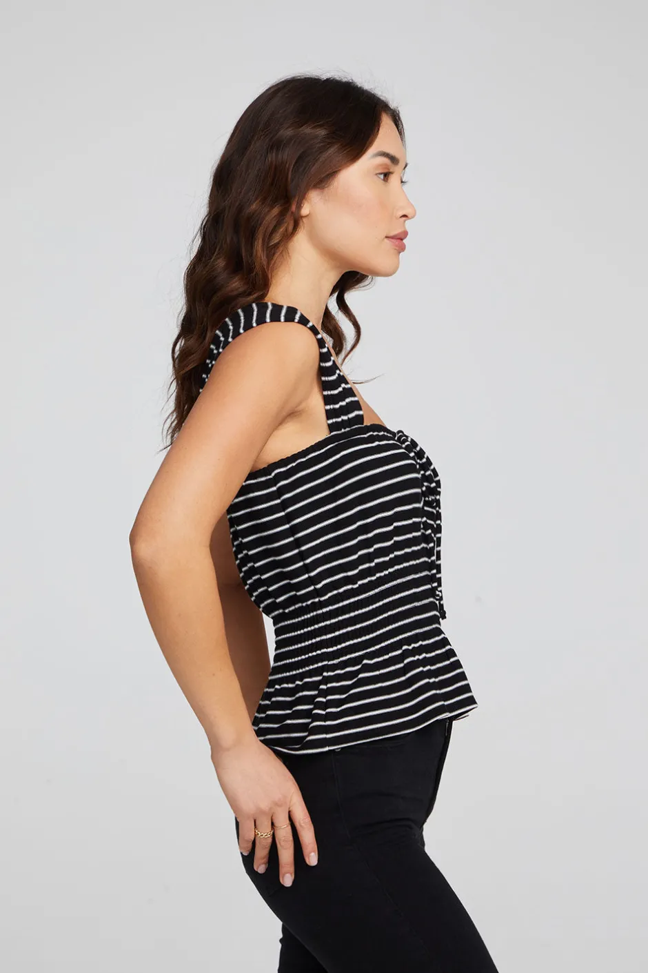Women Chaser Brand Bayshore Tank Top - Black And White Stripe