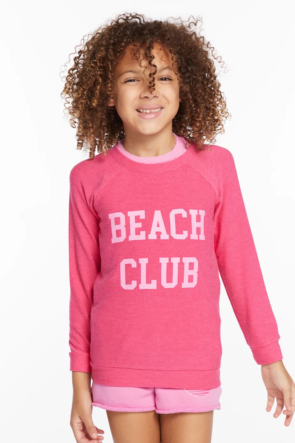 Kids Chaser Brand Beach Club Girls Cozy Knit Raglan Pullover