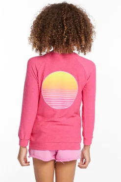 Kids Chaser Brand Beach Club Girls Cozy Knit Raglan Pullover