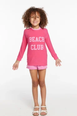 Kids Chaser Brand Beach Club Girls Cozy Knit Raglan Pullover