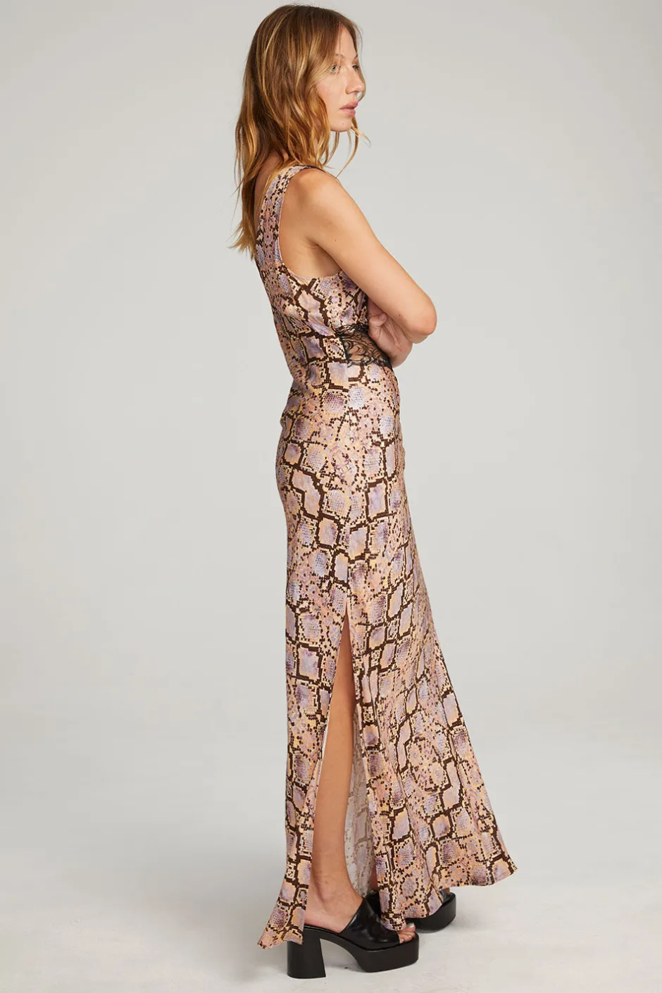 Women Chaser Brand Belle Python Print Maxi Dress