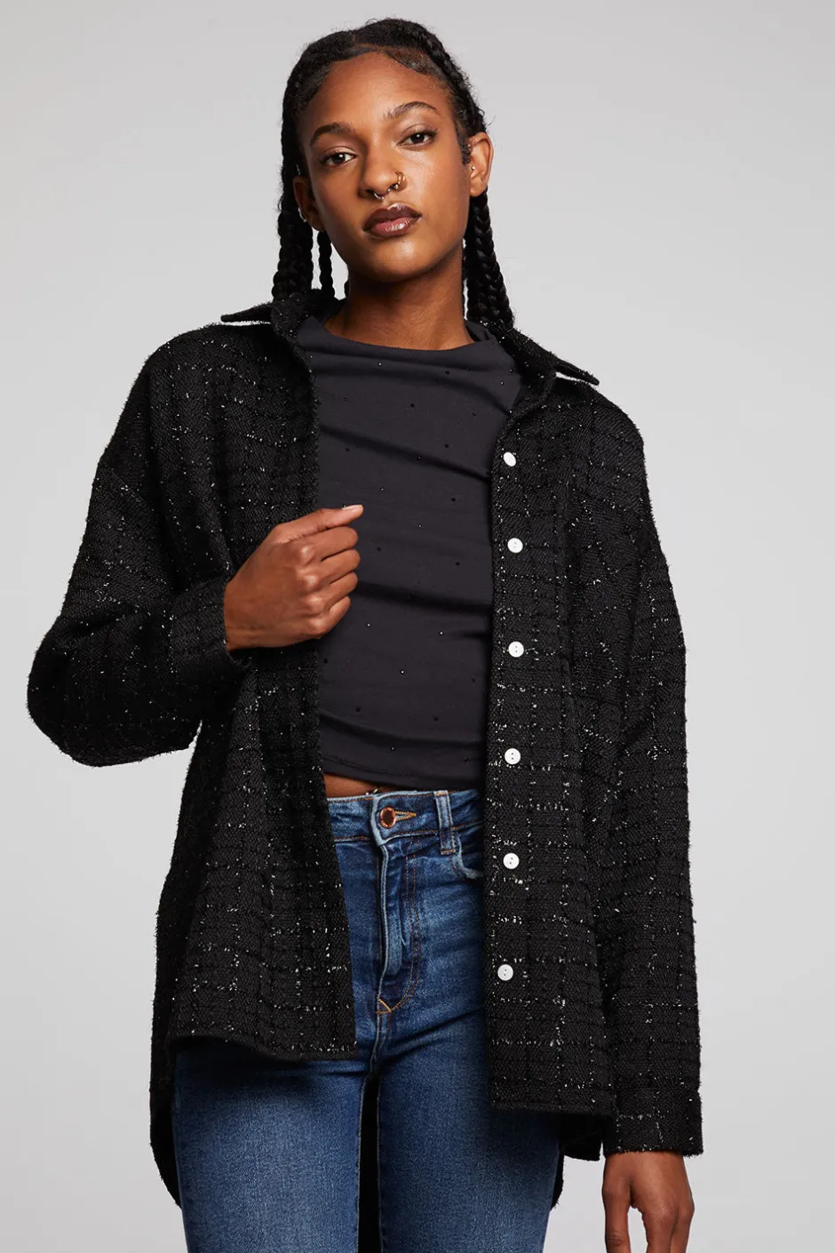 Women Chaser Brand Blake Licorice Button Down