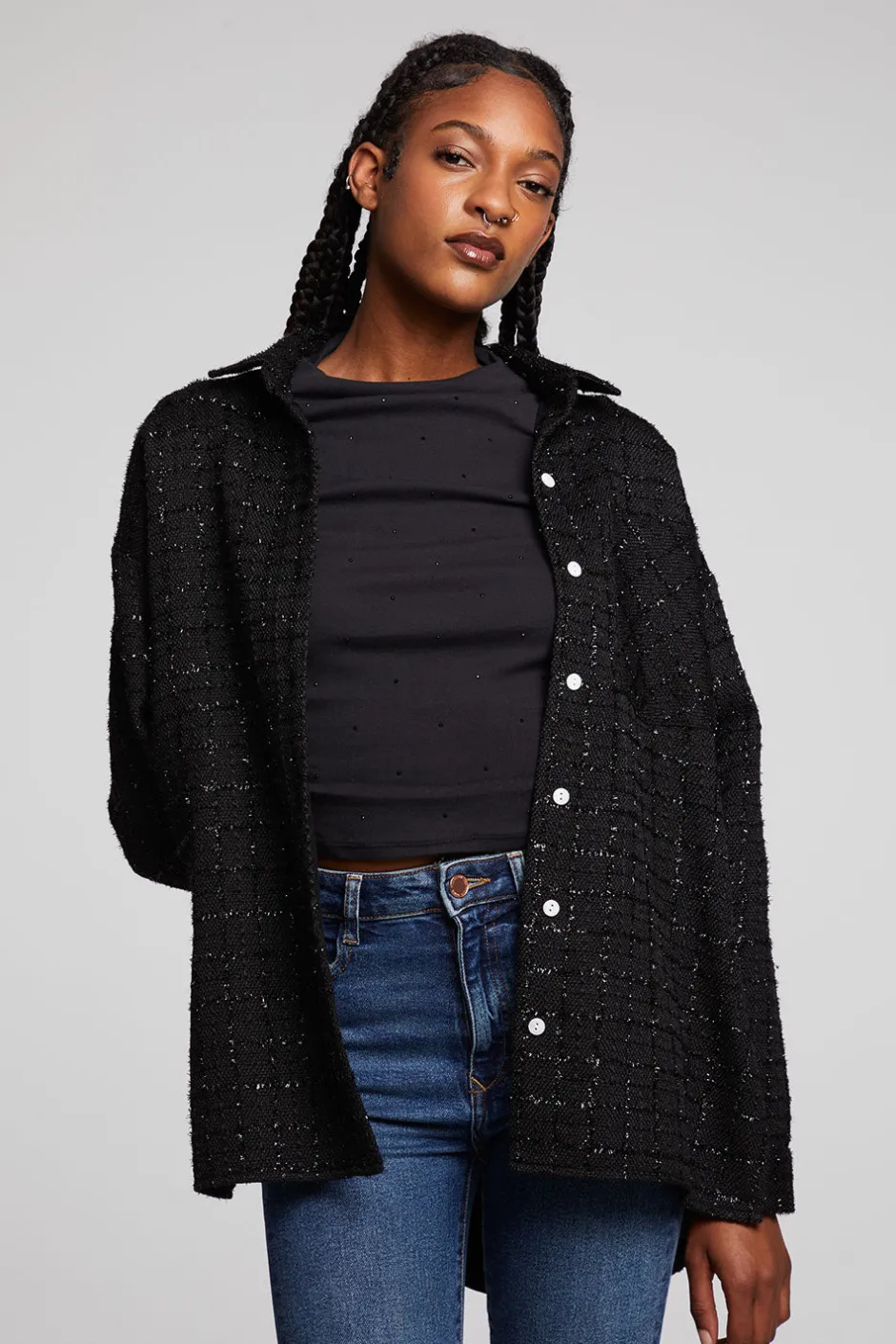 Women Chaser Brand Blake Licorice Button Down