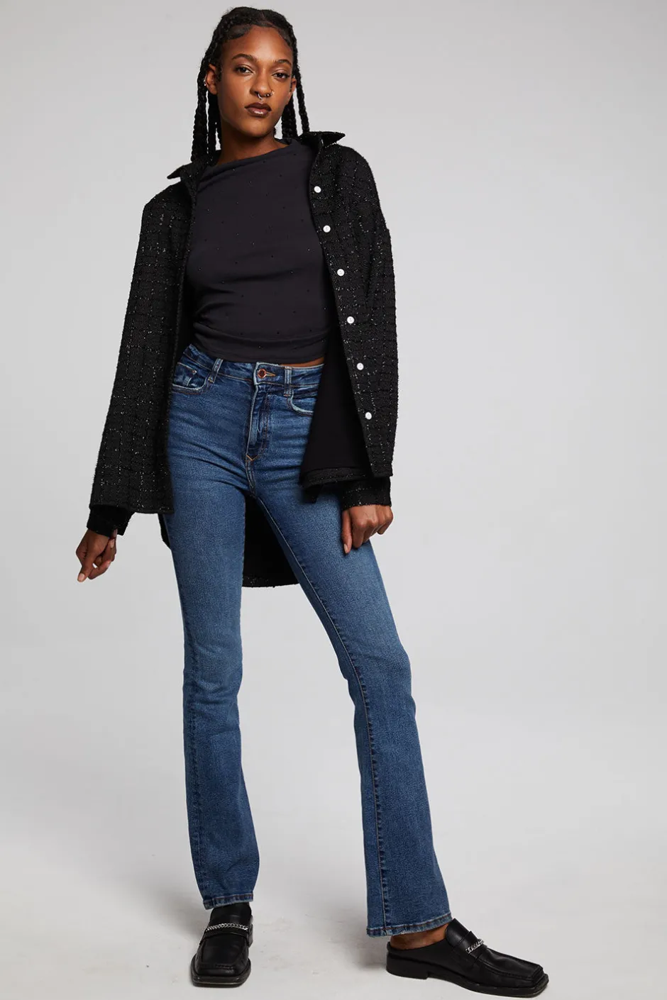 Women Chaser Brand Blake Licorice Button Down
