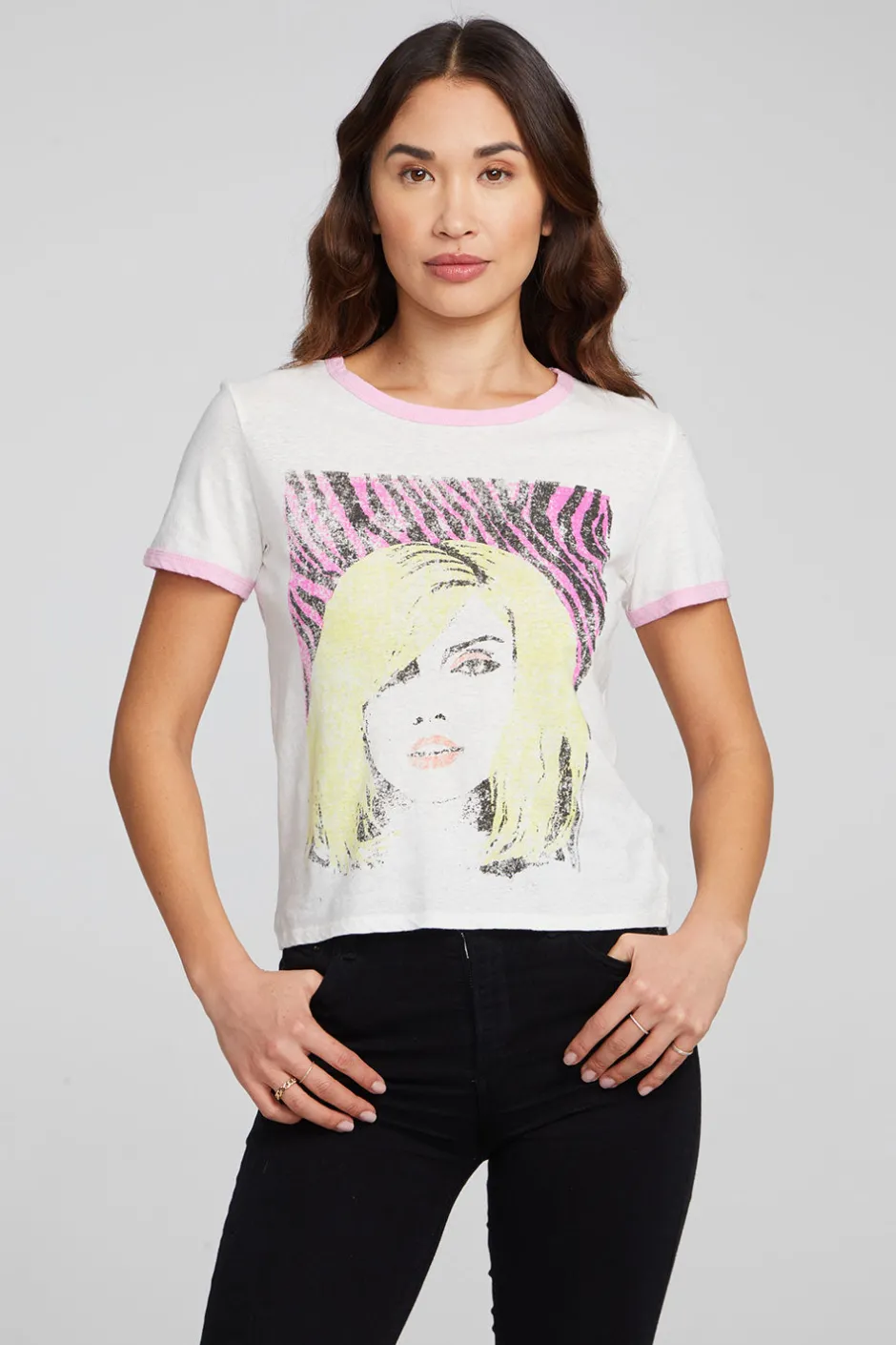 Women Chaser Brand Blondie Punk Poster Ringer Tee