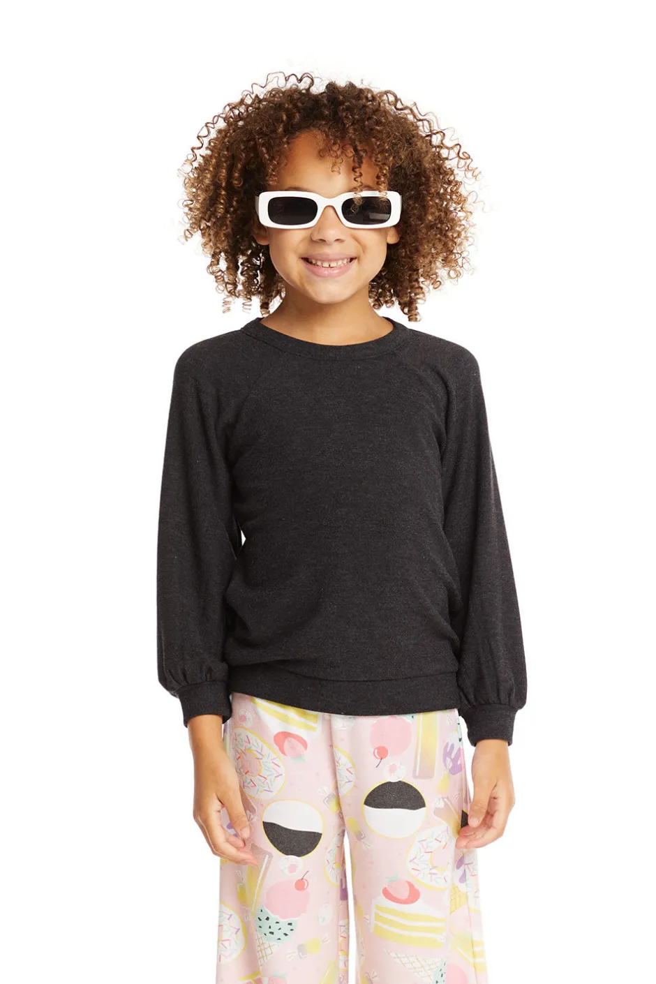 Kids Chaser Brand Blouson Sleeve Licorice Raglan Pullover