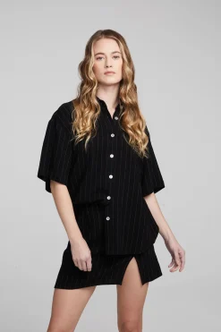 Women Chaser Brand Bocelli Beverly Pinstripe Button Down