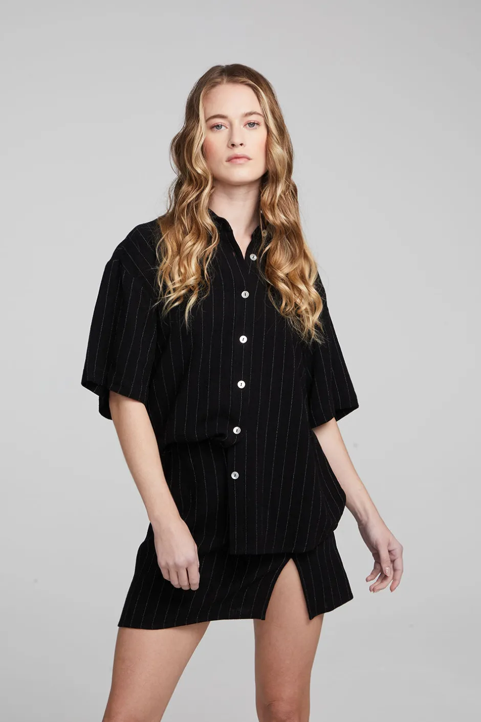 Women Chaser Brand Bocelli Beverly Pinstripe Button Down