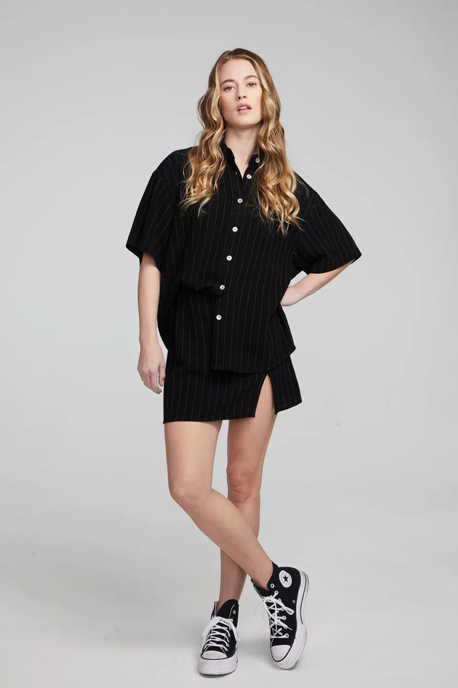 Women Chaser Brand Bocelli Beverly Pinstripe Button Down