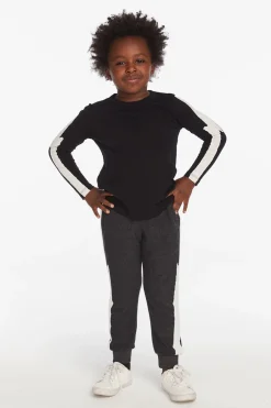 Kids/BOY Chaser Brand Bolt Crew Neck Licorice Long Sleeve Tee