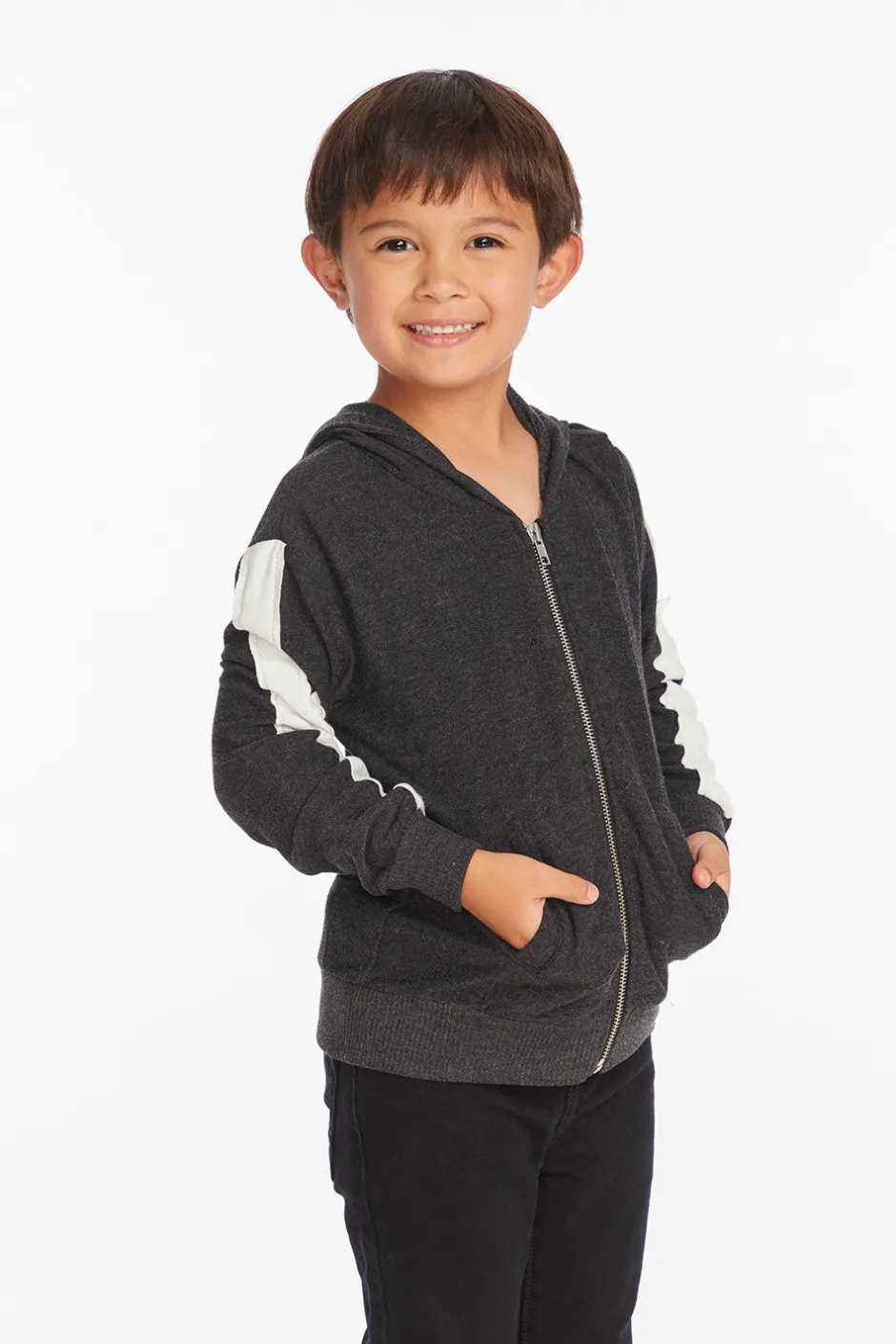 Kids/BOY Chaser Brand Bolt Licorice Long Sleeve Zip Up Hoodie