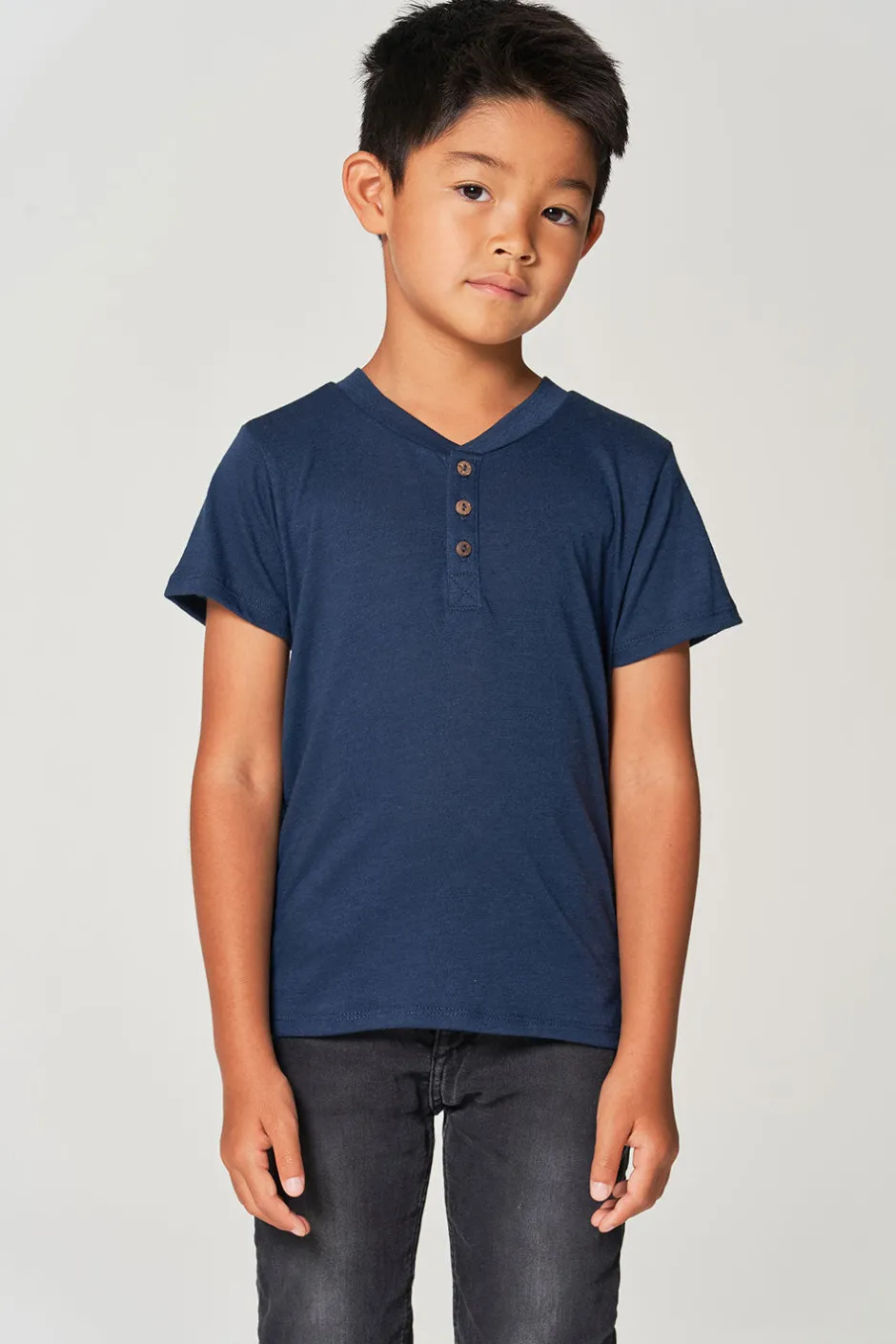 Kids/BOY Chaser Brand Boys Bella Jersey Short Sleeve Henley With Cocount Buttons