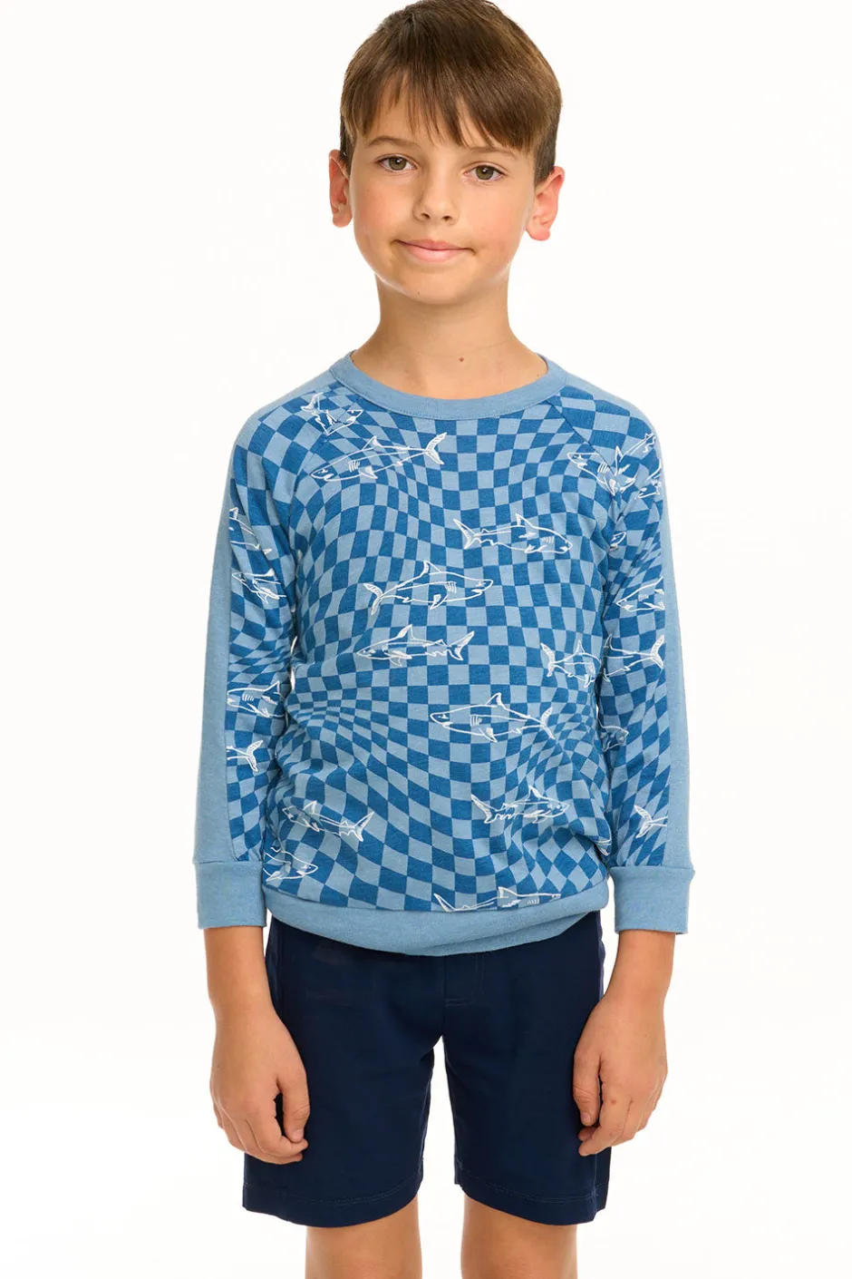 Kids/BOY Chaser Brand Boy's Checkered Shark Raglan Pullover