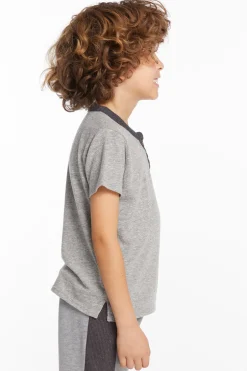 Kids/BOY Chaser Brand Boys Heather Grey Short Sleeve Henley