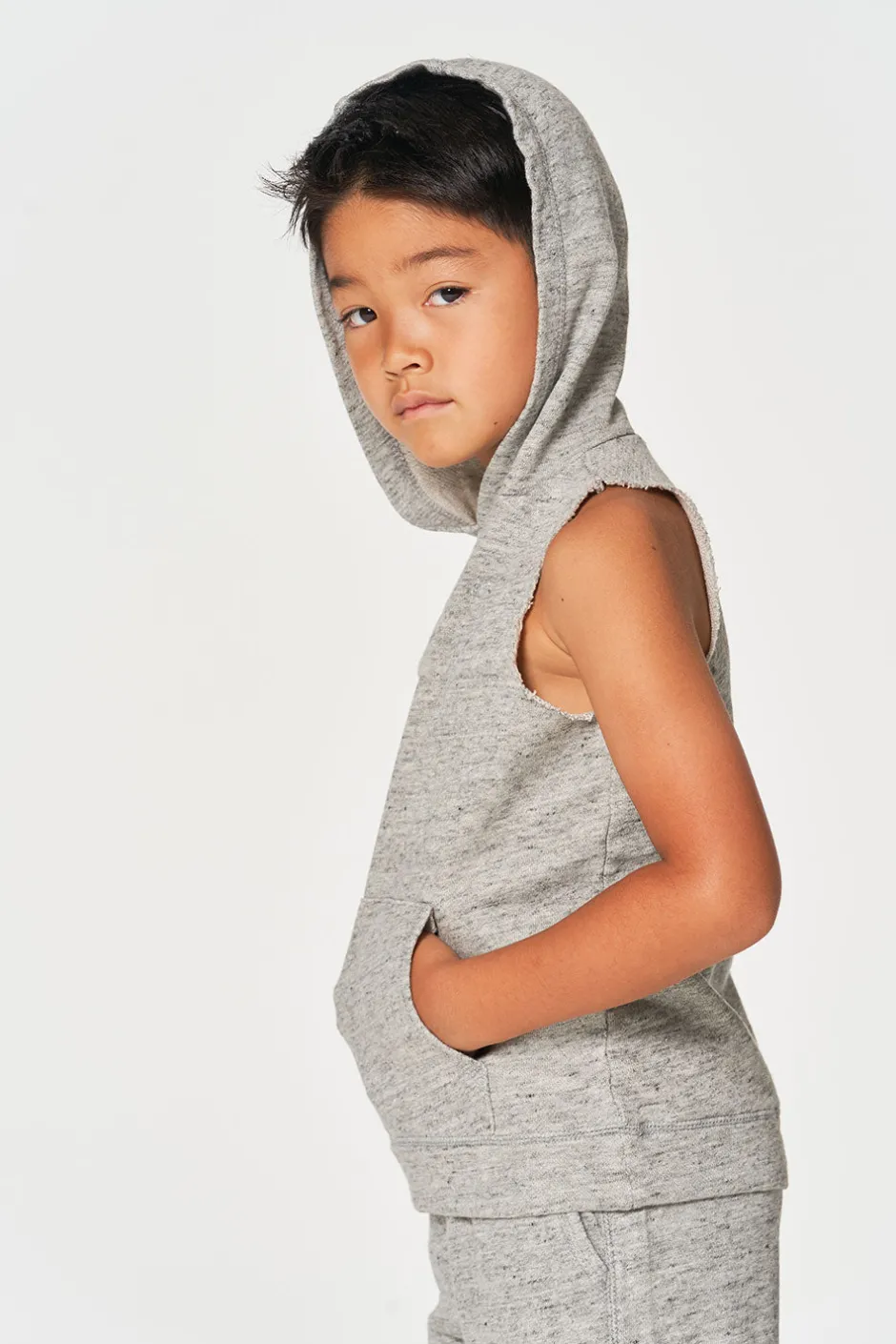 Kids/BOY Chaser Brand Boys Linen French Terry Sleeveless Muscle Pullover Hoodie