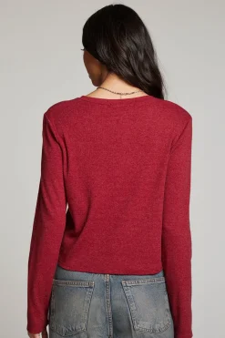 Women Chaser Brand Brady Blood Red Button Up Pullover