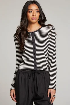 Women Chaser Brand Brady Punk Stripe Button Up Pullover