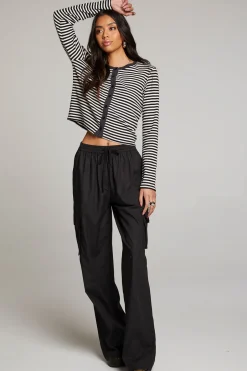 Women Chaser Brand Brady Punk Stripe Button Up Pullover