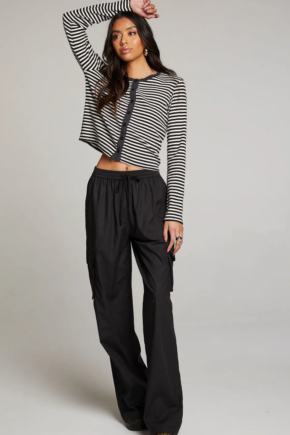 Women Chaser Brand Brady Punk Stripe Button Up Pullover