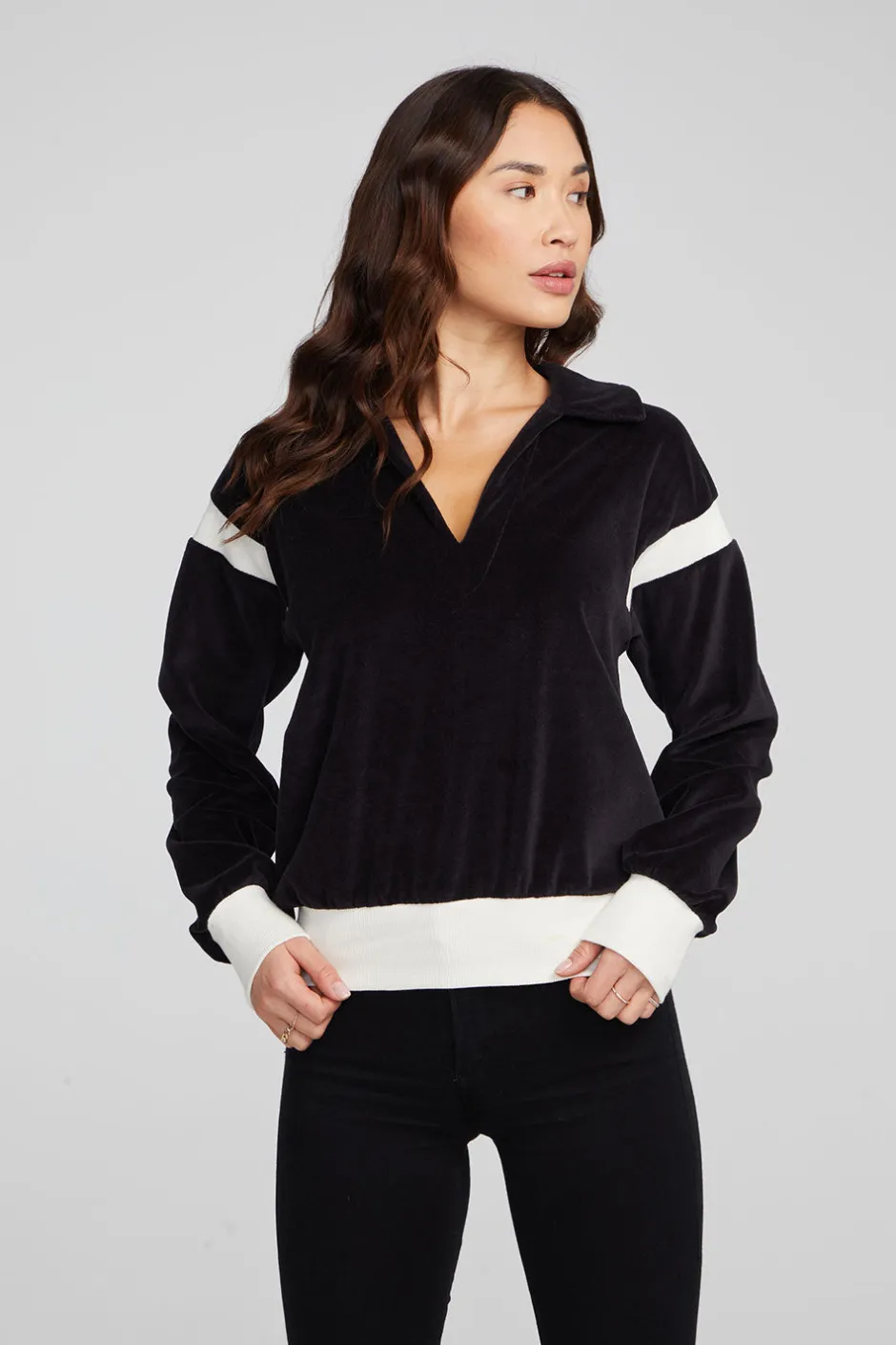 Women Chaser Brand Brooke Shadow Black Blouse