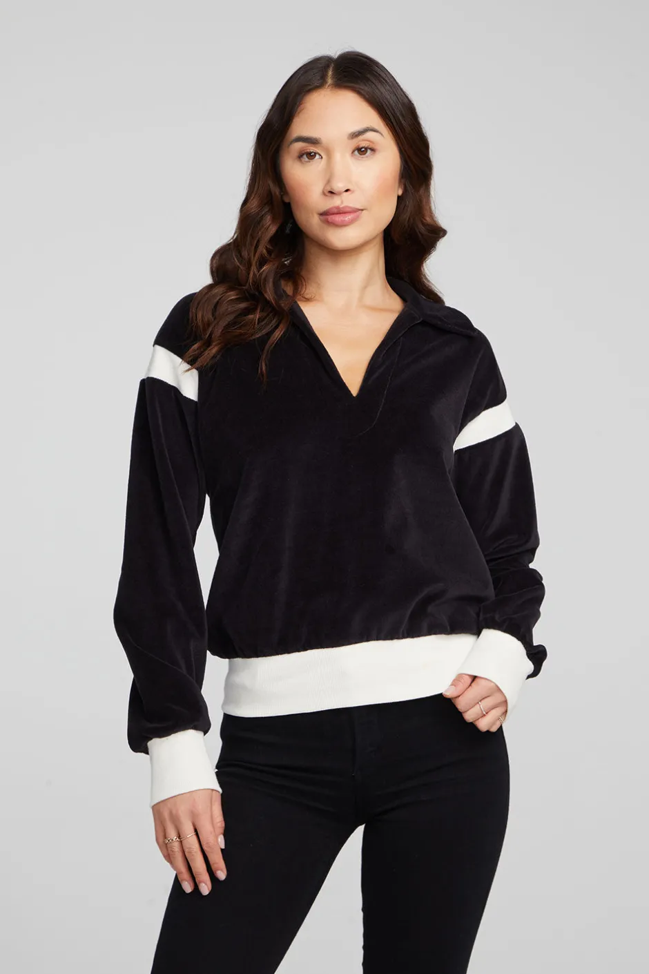 Women Chaser Brand Brooke Shadow Black Blouse