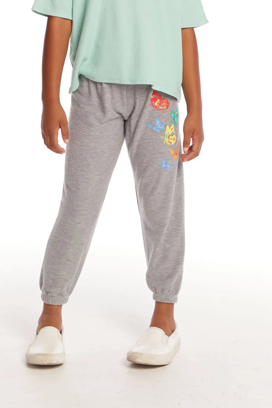 Kids Chaser Brand Butterflies Girls Cozy Knit Sweatpant